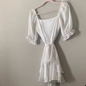 Francesca's Collections White Ruffle Mini Dress